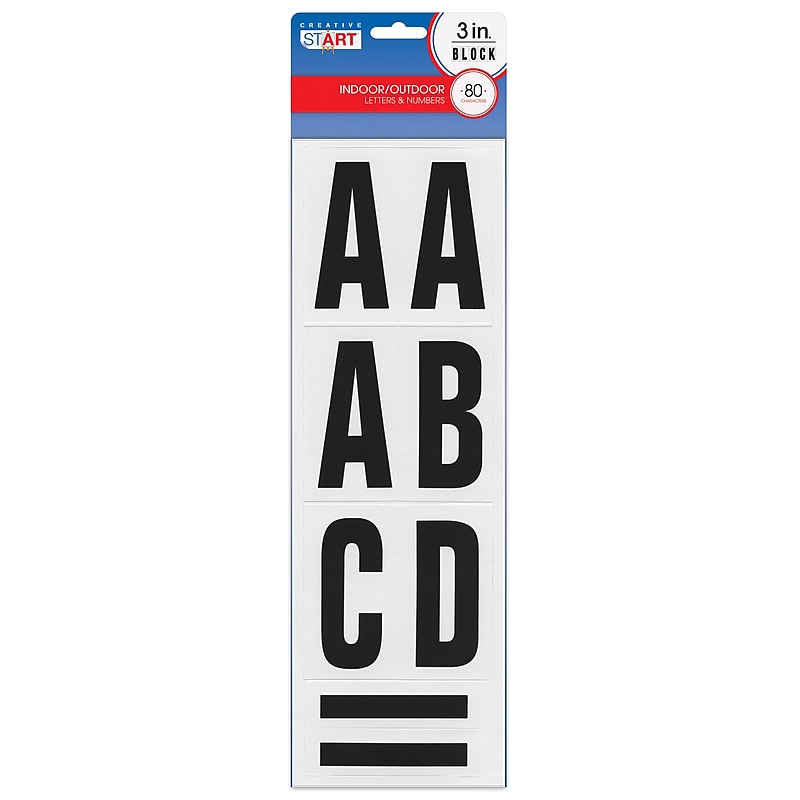 Creative Start Self-Adhesive 3"H Letters, Numbers, and Characters, Black, 240 Count, 3 Pack (098132PK3) image 1