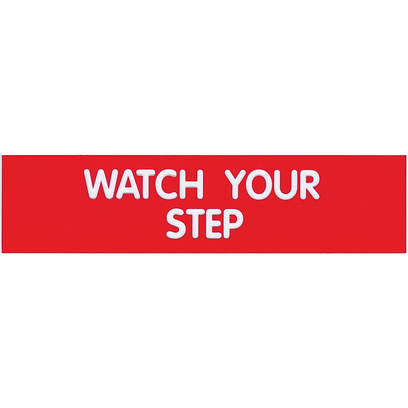 Cosco WATCH YOUR STEP Sign, 8" x 2", Red/White, 3/Set (098008PK3) image 1