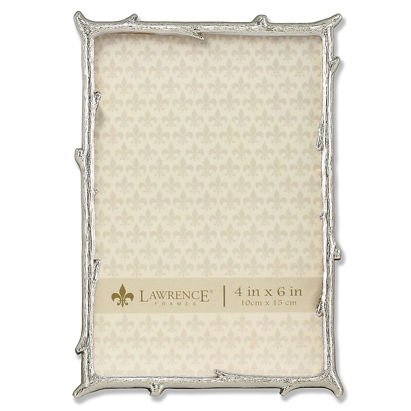 Lawrence Frames 4"W x 6"H Silver Metal Picture Frame with Natural Branch Design (712646) image 1