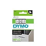 DYMO D1 Standard 45013 Label Maker Tape, 1/2"W, Black On White