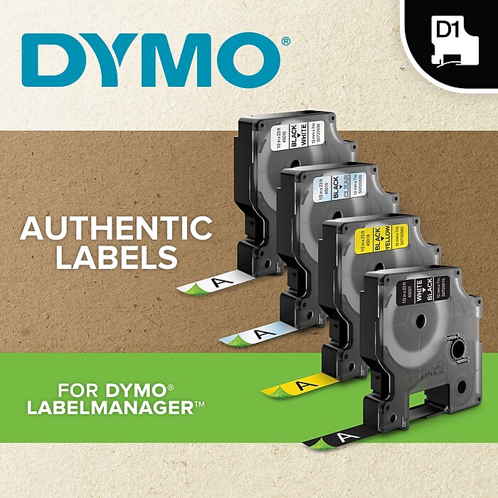 3X Compatibel met DYMO D1 Label Tape 45010 S0720500 Zwart op Clear, 12 mm x 7 m Label Maker 160 210D 360D 420P 450D 500TS, LabelPoint 100 150 200 250 300, LabelWriter Duo 3M PL100 PL150