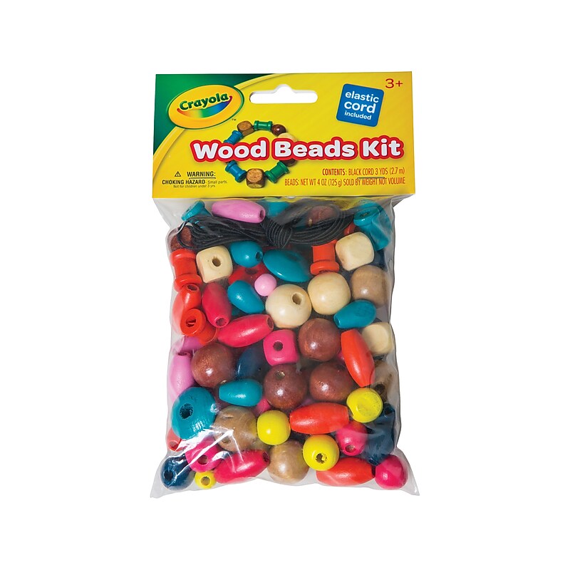 Crayola Wood Beads, Assorted Colors, 100/Pack (PAC6116-100CRA) image 1