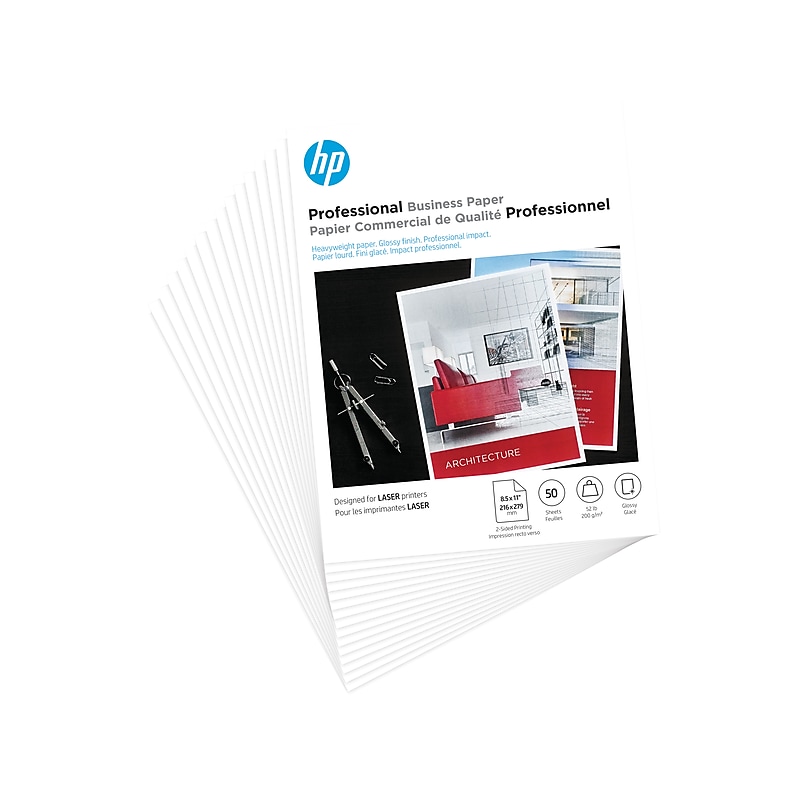 HP Professional Business Glossy Brochure Paper, 8.5" x 11", 50 Sheets/Pack (4WN11A) image 1