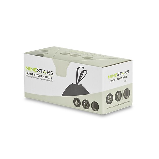 Shop Staples for Nine Stars Drawstring Trash Bags, 21 Gallon, 30 Bags