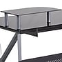 Flash Furniture Glass Computer Desk with Pull-Out Keyboard Tray and CPU Cart, Black~#|#~sp140431502_sc7