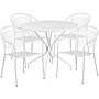 Flash Furniture Oia Indoor-Outdoor 35.25" Round Steel Patio Table Set with 4 Round Back Chairs, White (CO35RD03CHR4WH)~#|#~sp140449221_sc7
