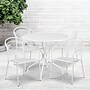 Flash Furniture Oia Indoor-Outdoor 35.25" Round Steel Patio Table Set with 4 Round Back Chairs, White (CO35RD03CHR4WH)~#|#~sp140449527_sc7