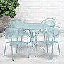 Flash Furniture Oia Indoor-Outdoor 35.25" Round Steel Patio Table Set with 4 Round Back Chairs, Sky Blue (CO35RD03CHR4SB)~#|#~sp140449531_sc7