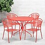 Flash Furniture Oia Indoor-Outdoor 35.25" Round Steel Patio Table Set with 4 Round Back Chairs, Coral (CO35RD03CHR4RD)~#|#~sp140449882_sc7