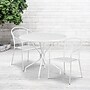 Flash Furniture Oia Indoor-Outdoor 35.25" Round Steel Patio Table Set with 2 Round Back Chairs, White (CO35RD03CHR2WH)~#|#~sp140450200_sc7