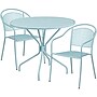 Flash Furniture Oia Indoor-Outdoor 35.25" Round Steel Patio Table Set with 2 Round Back Chairs, Sky Blue (CO35RD03CHR2SB)~#|#~sp140450225_sc7