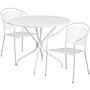 Flash Furniture Oia Indoor-Outdoor 35.25" Round Steel Patio Table Set with 2 Round Back Chairs, White (CO35RD03CHR2WH)~#|#~sp140450533_sc7