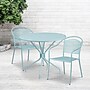 Flash Furniture Oia Indoor-Outdoor 35.25" Round Steel Patio Table Set with 2 Round Back Chairs, Sky Blue (CO35RD03CHR2SB)~#|#~sp140450636_sc7