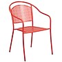 Flash Furniture Oia Indoor-Outdoor 35.25" Round Steel Patio Table Set with 2 Round Back Chairs, Coral (CO35RD03CHR2RD)~#|#~sp140450654_sc7