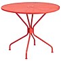 Flash Furniture Oia Indoor-Outdoor 35.25" Round Steel Patio Table Set with 4 Square Back Chairs, Coral (CO35RD02CHR4RD)~#|#~sp140450677_sc7