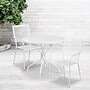 Flash Furniture Oia Indoor-Outdoor 35.25" Round Steel Patio Table Set with 2 Square Back Chairs, White (CO35RD02CHR2WH)~#|#~sp140450689_sc7