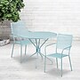 Flash Furniture Oia Indoor-Outdoor 35.25" Round Steel Patio Table Set with 2 Square Back Chairs, Sky Blue (CO35RD02CHR2SB)~#|#~sp140450694_sc7