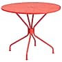 Flash Furniture Oia Indoor-Outdoor 35.25" Round Steel Patio Table Set with 2 Square Back Chairs, Coral (CO35RD02CHR2RD)~#|#~sp140450710_sc7