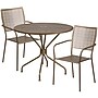 Flash Furniture Oia Indoor-Outdoor 35.25" Round Steel Patio Table Set with 2 Square Back Chairs, Gold (CO35RD02CHR2GD)~#|#~sp140450712_sc7