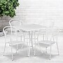 Flash Furniture Oia Indoor-Outdoor 28" Square Steel Patio Table Set with 4 Round Back Chairs, White (CO28SQ03CHR4WH)~#|#~sp140450718_sc7