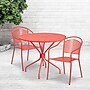 Flash Furniture Oia Indoor-Outdoor 35.25" Round Steel Patio Table Set with 2 Round Back Chairs, Coral (CO35RD03CHR2RD)~#|#~sp140450890_sc7