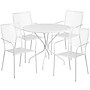 Flash Furniture Oia Indoor-Outdoor 35.25" Round Steel Patio Table Set with 4 Square Back Chairs, White (CO35RD02CHR4WH)~#|#~sp140451257_sc7