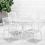 Flash Furniture Oia Indoor-Outdoor 35.25" Round Steel Patio Table Set with 4 Square Back Chairs, White (CO35RD02CHR4WH)~#|#~sp140451334_sc7