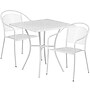 Flash Furniture Oia Indoor-Outdoor 28" Square Steel Patio Table Set with 2 Round Back Chairs, White (CO28SQ03CHR2WH)~#|#~sp140453242_sc7