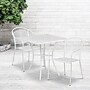 Flash Furniture Oia Indoor-Outdoor 28" Square Steel Patio Table Set with 2 Round Back Chairs, White (CO28SQ03CHR2WH)~#|#~sp140453244_sc7