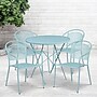 Flash Furniture Oia Indoor-Outdoor 30" Round Steel Folding Patio Table Set with 4 Round Back Chairs, Sky Blue (CO30RDF03CHR4SB)~#|#~sp140453817_sc7