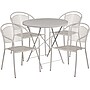 Flash Furniture Oia 30" Round Steel Folding Patio Table Set with 4 Round Back Chairs, Light Gray (CO30RDF03CHR4SV)~#|#~sp140453821_sc7