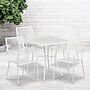 Flash Furniture Oia Indoor-Outdoor 28" Square Steel Patio Table Set with 4 Square Back Chairs, White (CO28SQ02CHR4WH)~#|#~sp140453840_sc7
