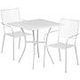 Flash Furniture Oia Indoor-Outdoor 28" Square Steel Patio Table Set with 2 Square Back Chairs, White (CO28SQ02CHR2WH)~#|#~sp140454752_sc7