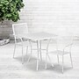 Flash Furniture Oia Indoor-Outdoor 28" Square Steel Patio Table Set with 2 Square Back Chairs, White (CO28SQ02CHR2WH)~#|#~sp140454789_sc7