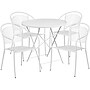 Flash Furniture Oia Indoor-Outdoor 30" Round Steel Folding Patio Table Set with 4 Round Back Chairs, White (CO30RDF03CHR4WH)~#|#~sp140455659_sc7