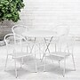 Flash Furniture Oia Indoor-Outdoor 30" Round Steel Folding Patio Table Set with 4 Round Back Chairs, White (CO30RDF03CHR4WH)~#|#~sp140455748_sc7