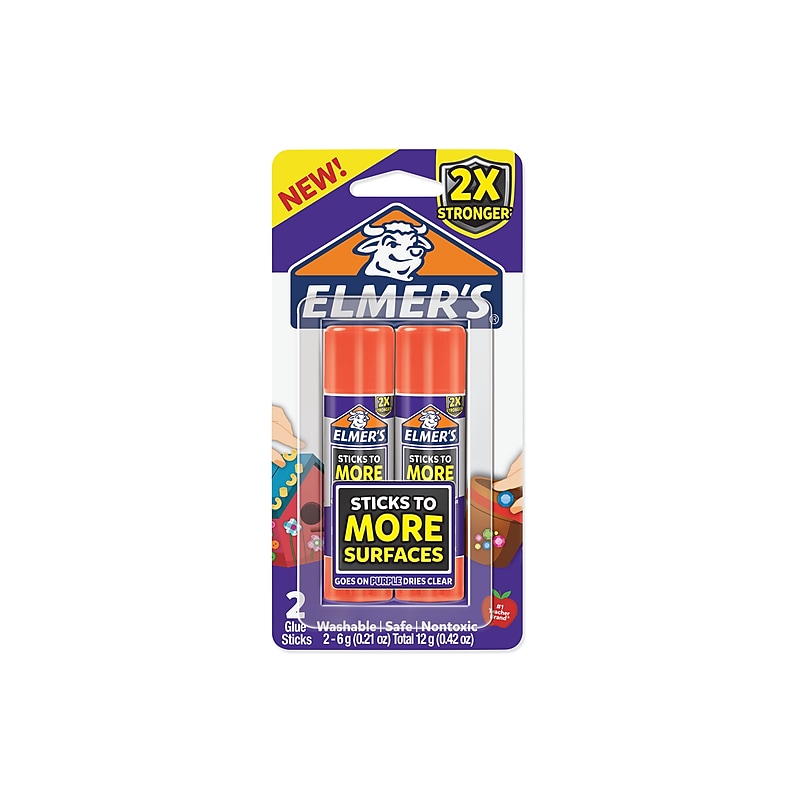 Elmer's Extra Strength Washable Glue Sticks, .21 oz., Purple, 2/Pack (2027010) image 1