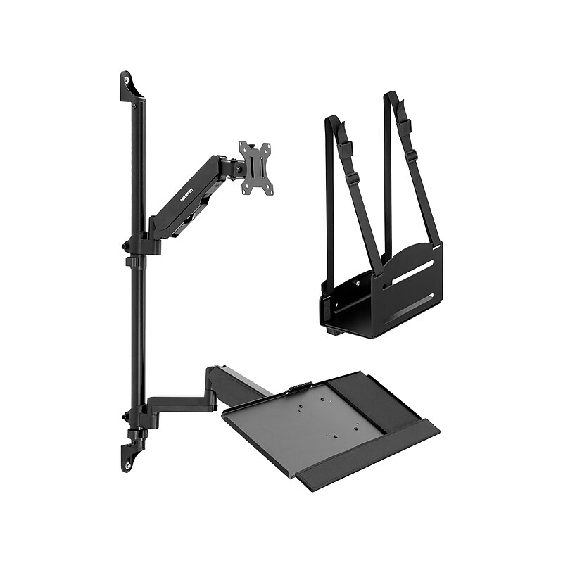 Mount-It! Adjustable Monitor Wall Mount Workstation, Up to 32", Black (MI-7991) image 1