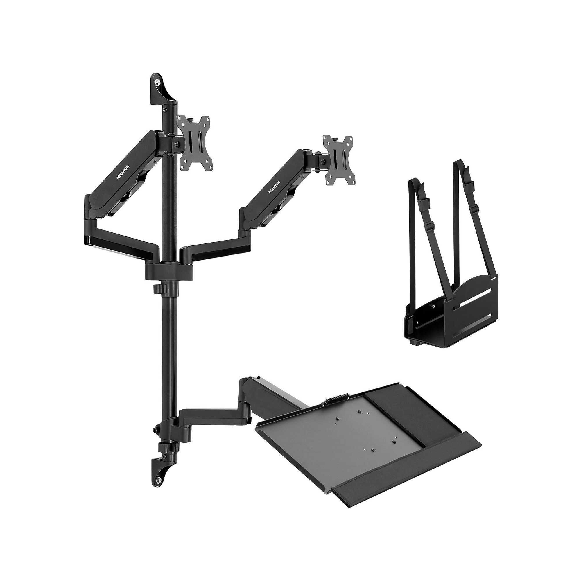 Mount-It! Adjustable Dual-Monitor Wall Mount Workstation, Up to 32″, Black (MI-7992) Sansujyuku sansujyuku.com