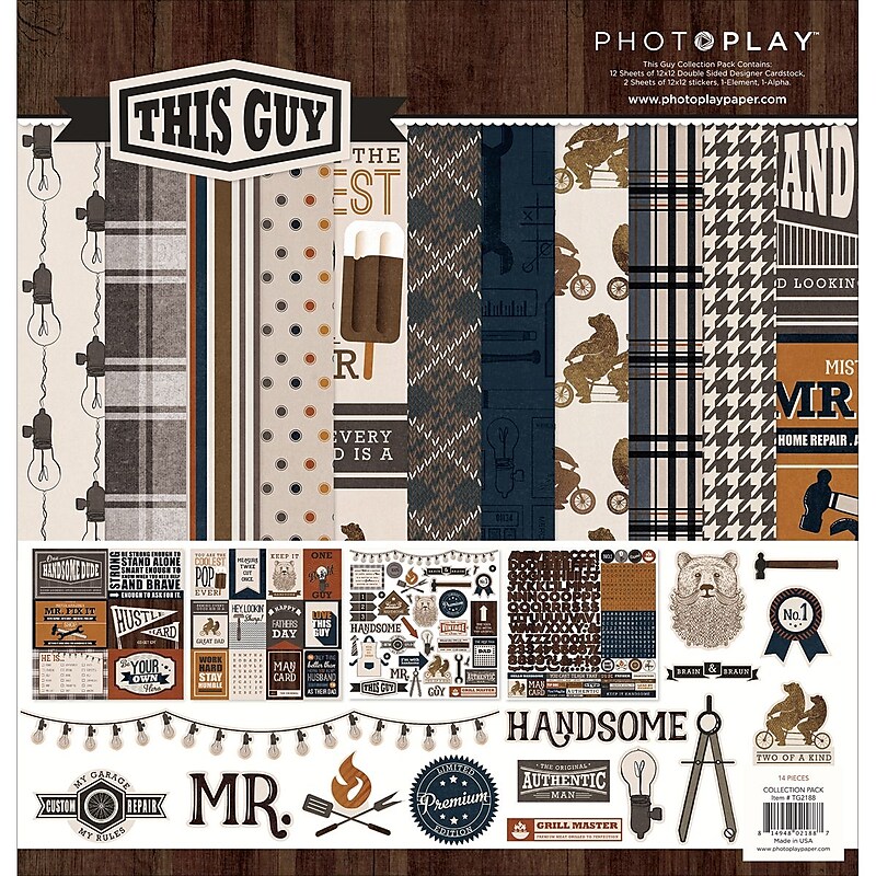 Photo Play Paper This Guy Collection 12" x 12" Scrapbooking Pack, Multicolored (PPTG2188) image 1