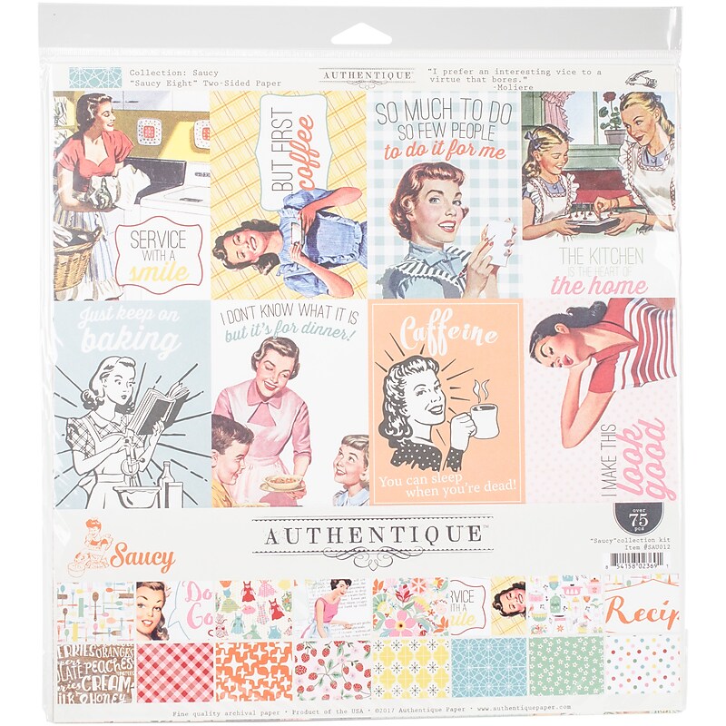 Authentique Paper Saucy Collection Scrapbooking Kit, Multicolored (SAU012) image 1