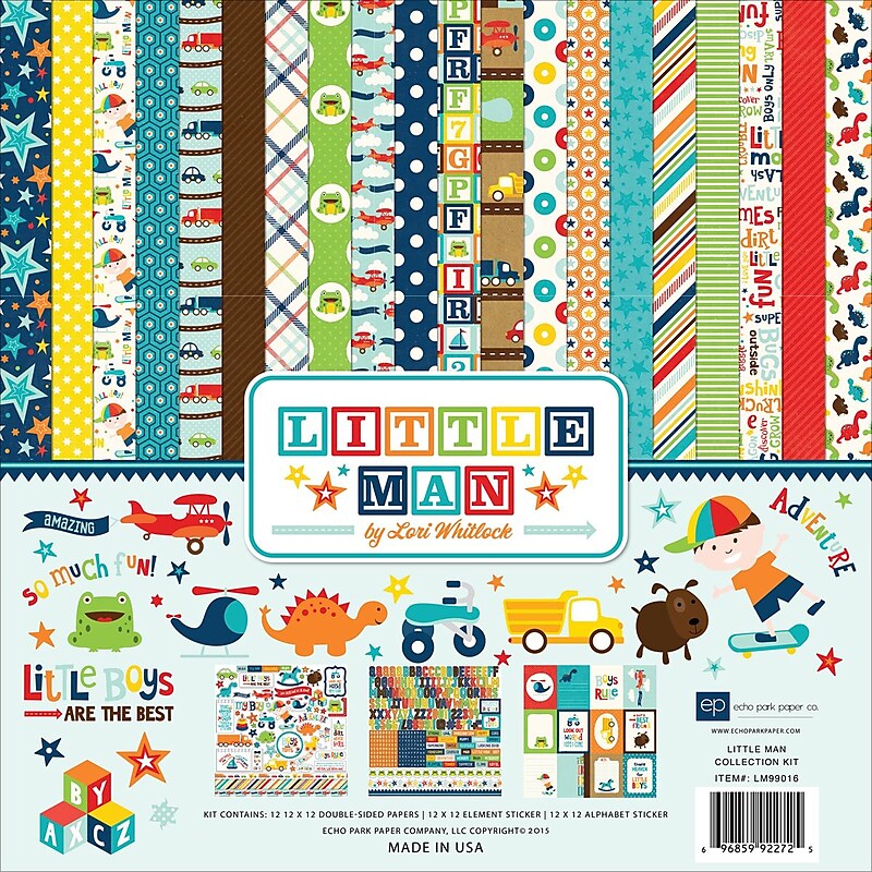 Echo Park Paper Little Man Collection Scrapbooking Kit, Multicolored (LM99016) image 1