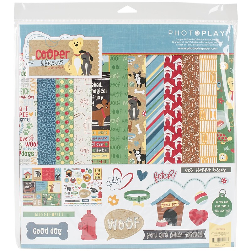 Photo Play Paper Cooper & Friends Collection 12" x 12" Scrapbooking Paper Pack, Multicolored (PPCF2397) image 1
