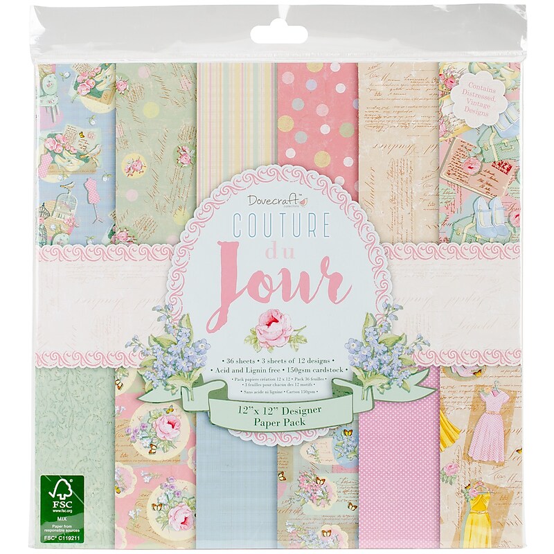 Trimcraft Couture du Jour 12" x 12" Scrapbooking Paper Pack, Multicolored (DCPAP038) image 1