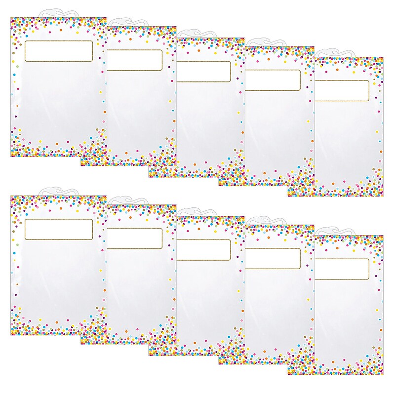 Polyethylene Hanging Storage/Book Bag, 11" x 16", Confetti Pattern, 5 Per Pack, 2 Packs (ASH10585-2) image 1