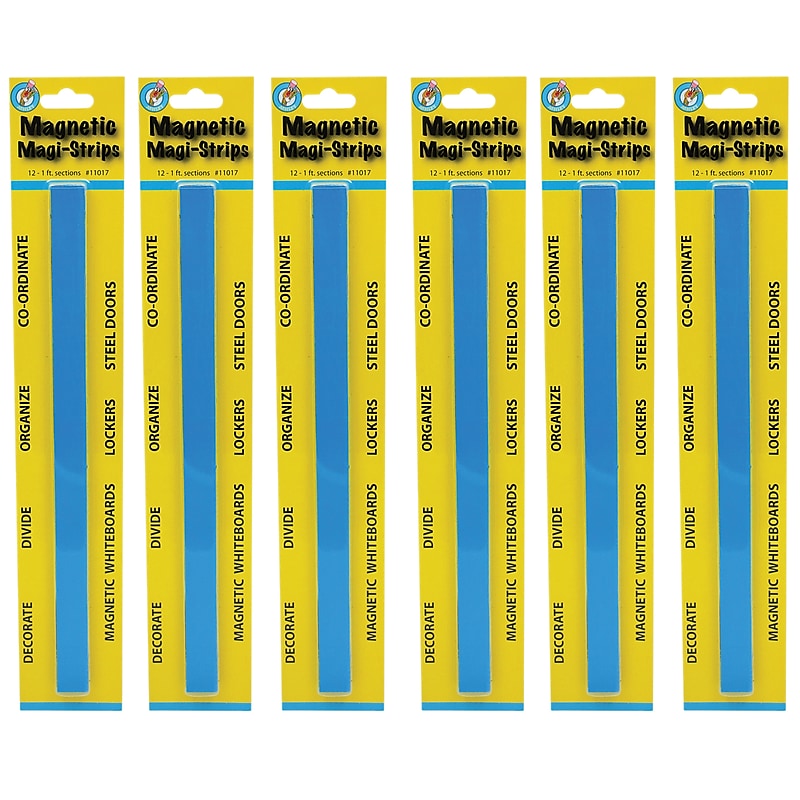 Ashley Productions Magnetic Magi-Strips, Blue, 12 Feet Per Pack, 6 Packs (ASH11017-6) image 1