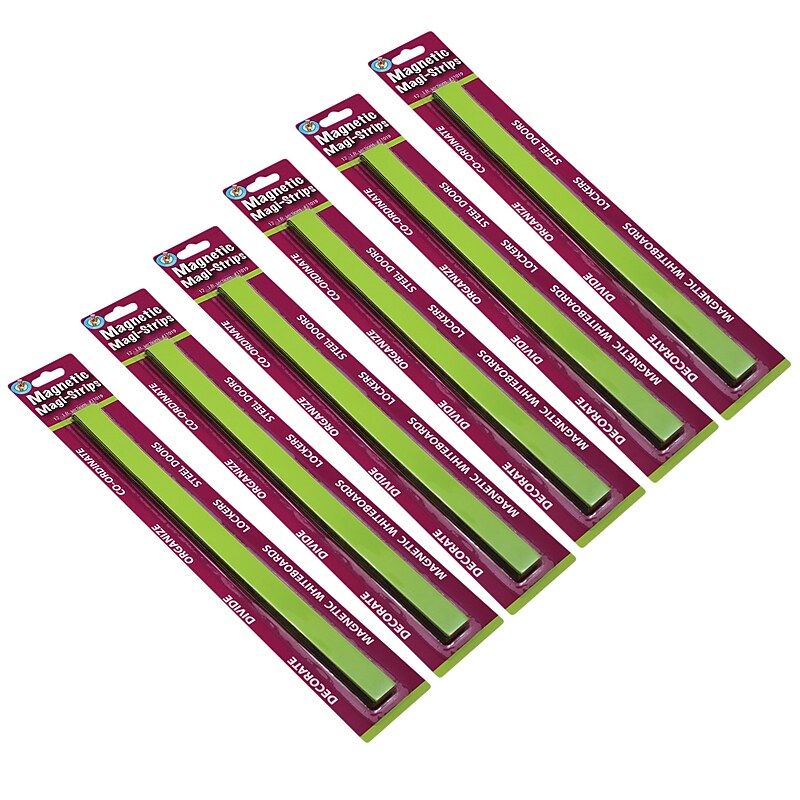 Ashley Productions Magnetic Magi-Strips, Lime Green, 12 Feet Per Pack, 6 Packs (ASH11019-6) image 1