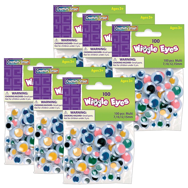 Creativity Street Wiggle Eyes, Multicolored, 100/Pack, 6 Packs/Bundle (CK-344601-6) image 1