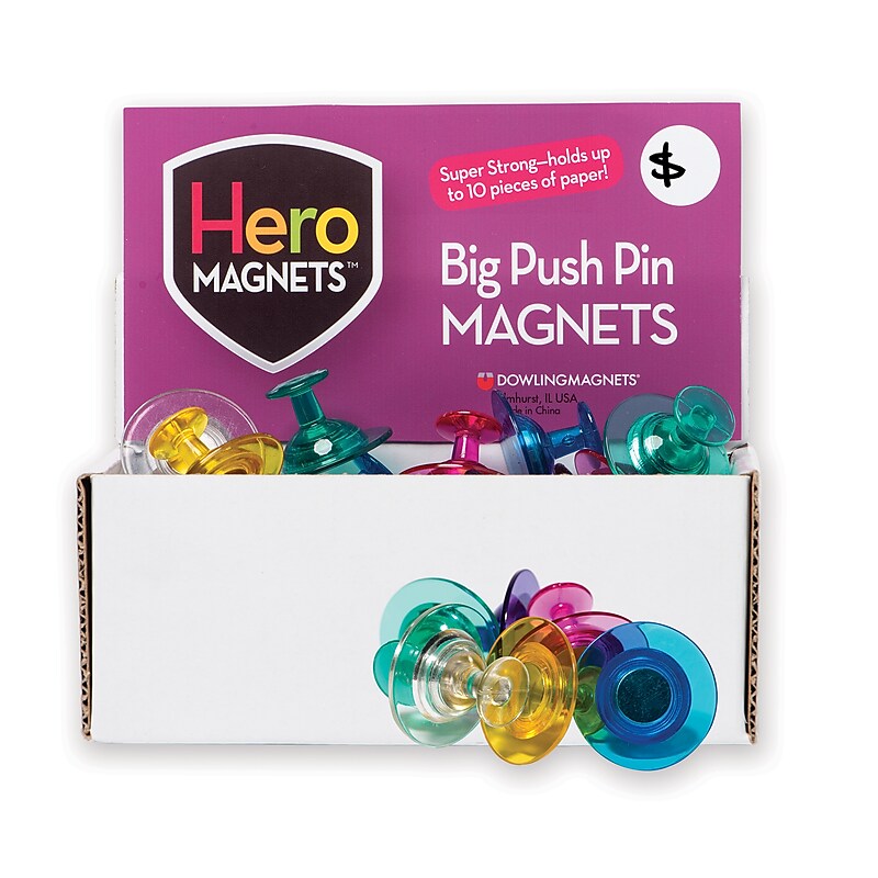 Dowling Magnets® Hero Magnets™ Big Push Pin Magnets, Set of 30 (DO-735018) image 1