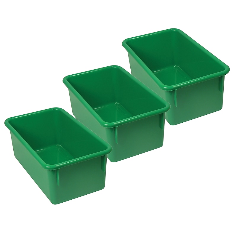Romanoff Stowaway Plastic Tray (No Lid), Green, Pack of 3 (ROM12105-3) image 1